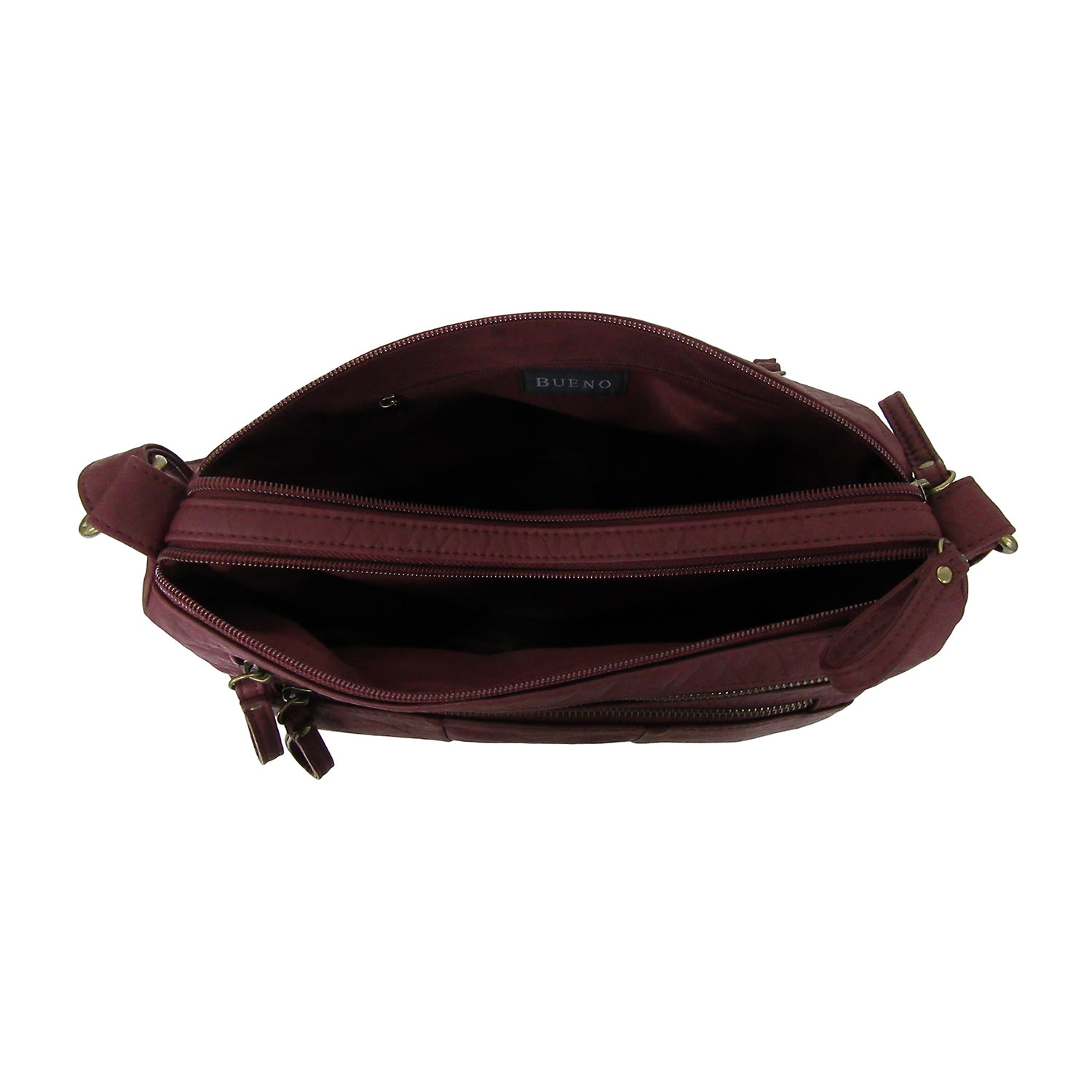 Bueno of California Elephant Washed Double Zip Medium Crossbody Bag