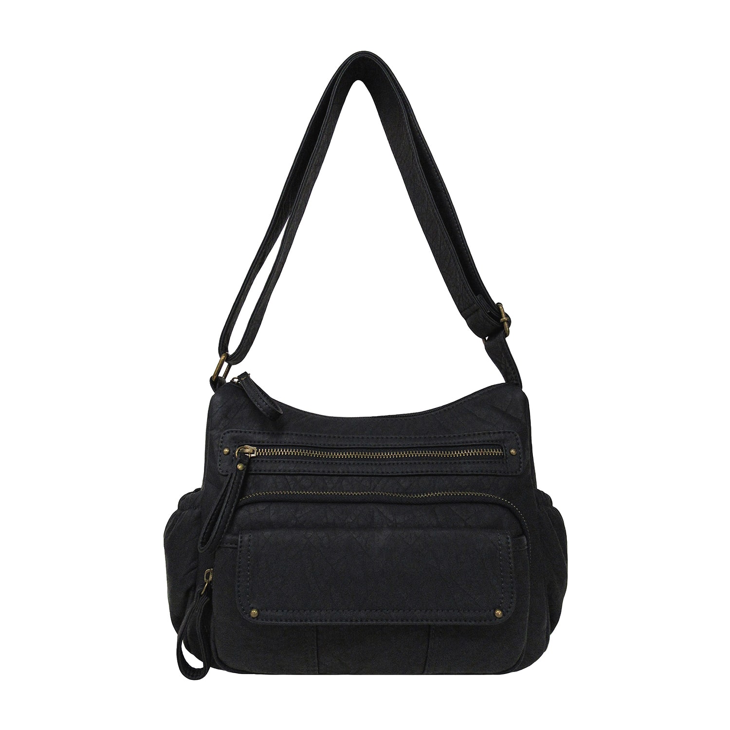 Bueno of California Elephant Washed Dbl Zip Large Crossbody Bag