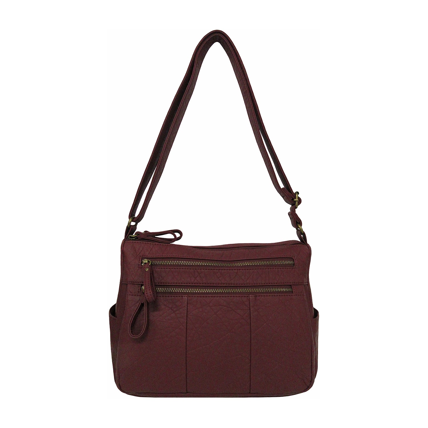 Bueno of California Elephant Washed Double Zip Medium Crossbody Bag
