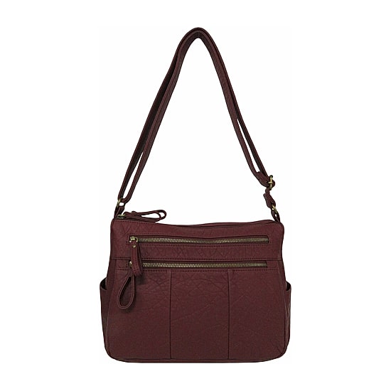 Bueno of California Elephant Washed Double Zip Medium Crossbody Bag
