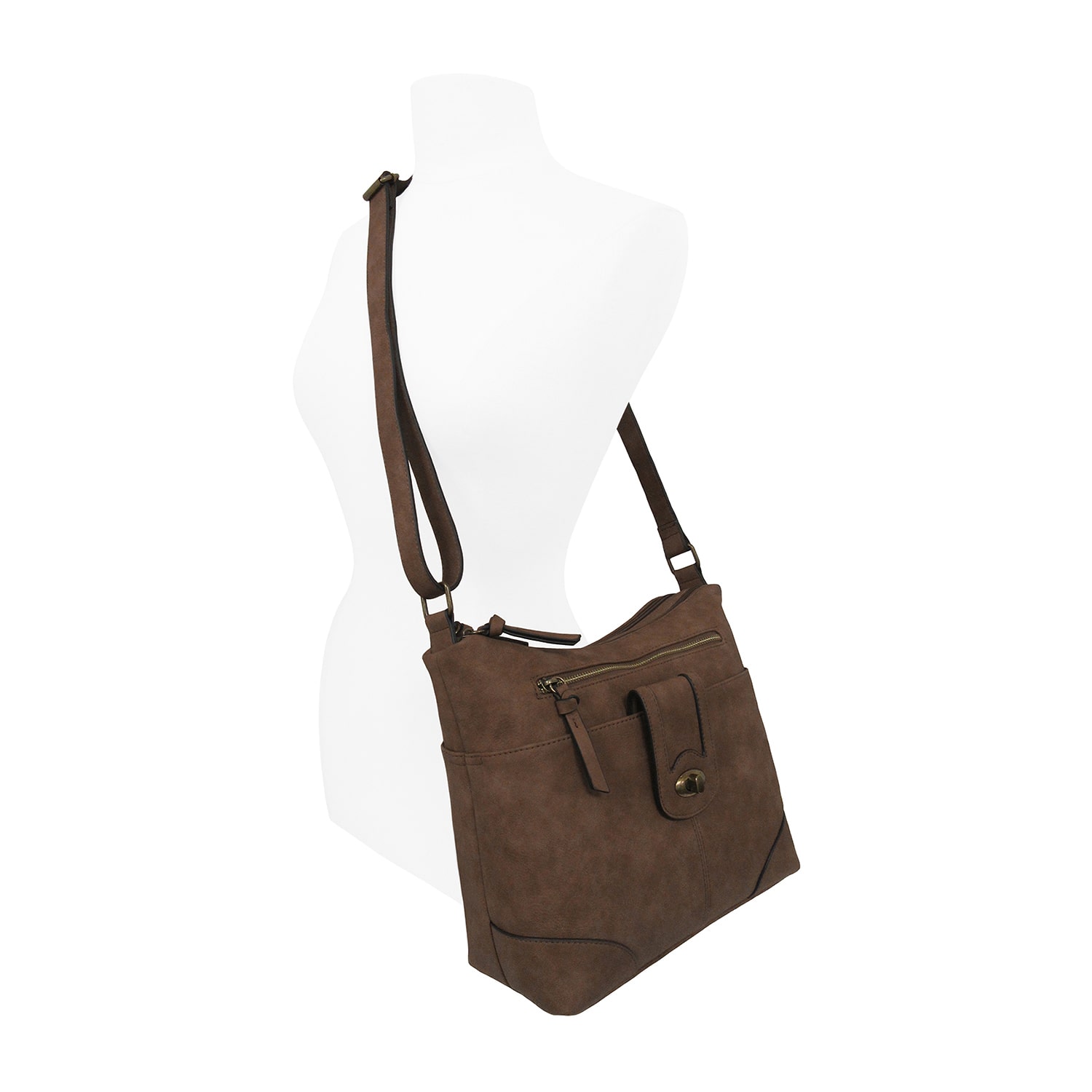 Bueno of California Tumbled Calf Turn Lock Flap Medium Crossbody Bag