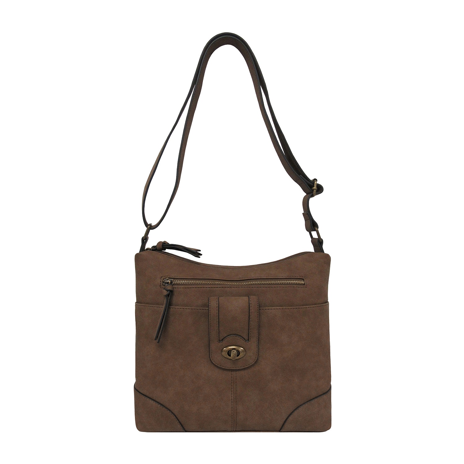 Bueno of California Tumbled Calf Turn Lock Flap Medium Crossbody Bag