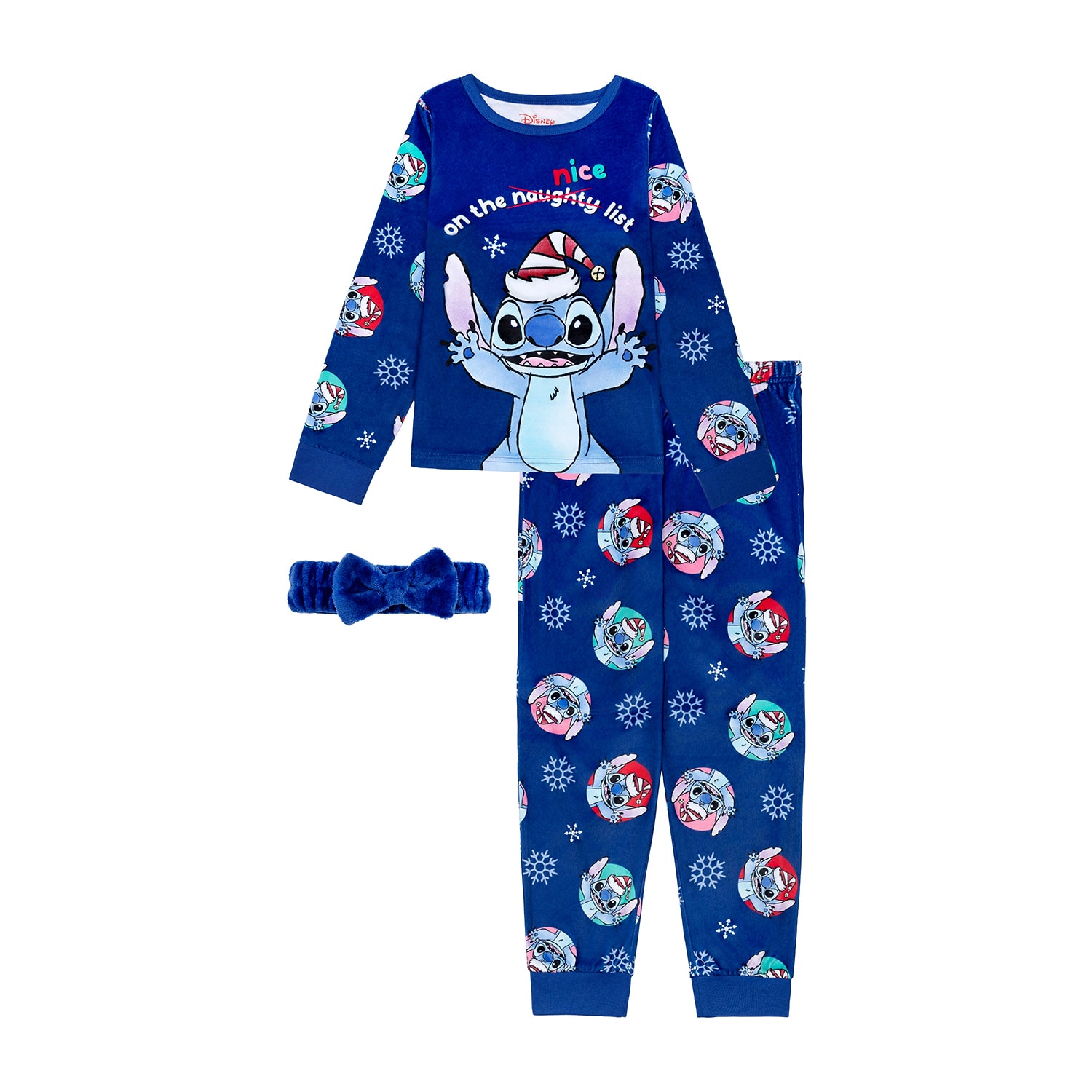 Disney Collection Little & Big Kid Girls Lilo Stitch Velour Long Sleeve 2-pc. Pajama Set