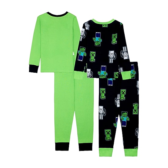 Little & Big Kid Boys Minecraft Crew Neck Long Sleeve 4-pc. Pajama Set