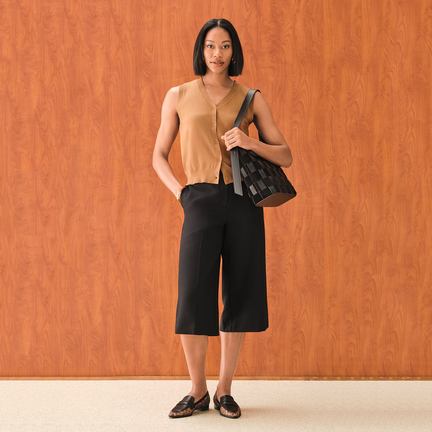 A.N.A Cynthia Woven Bucket Bag