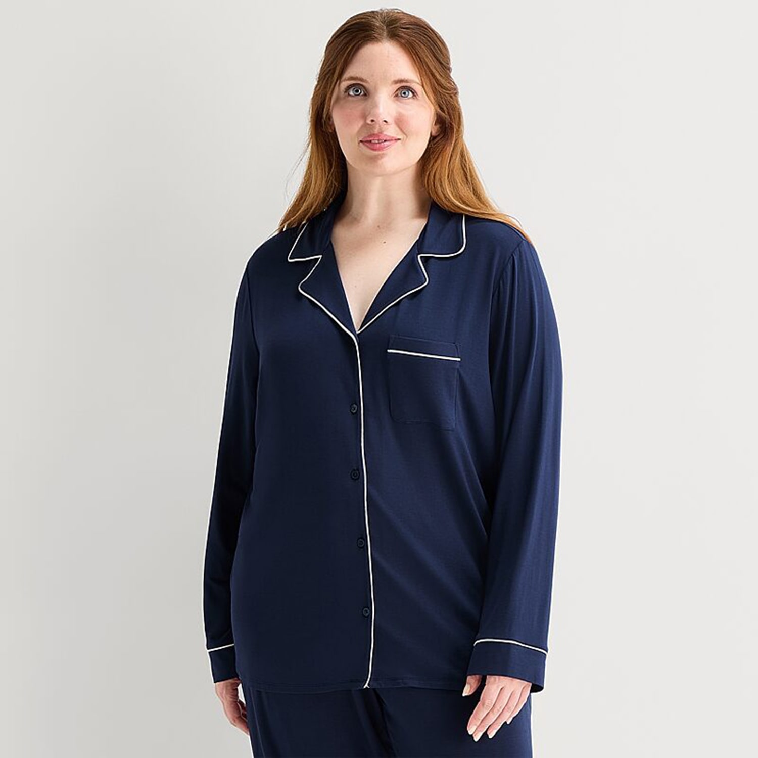 Liz Claiborne Cool and Calm Womens Long Sleeve Pajama Top