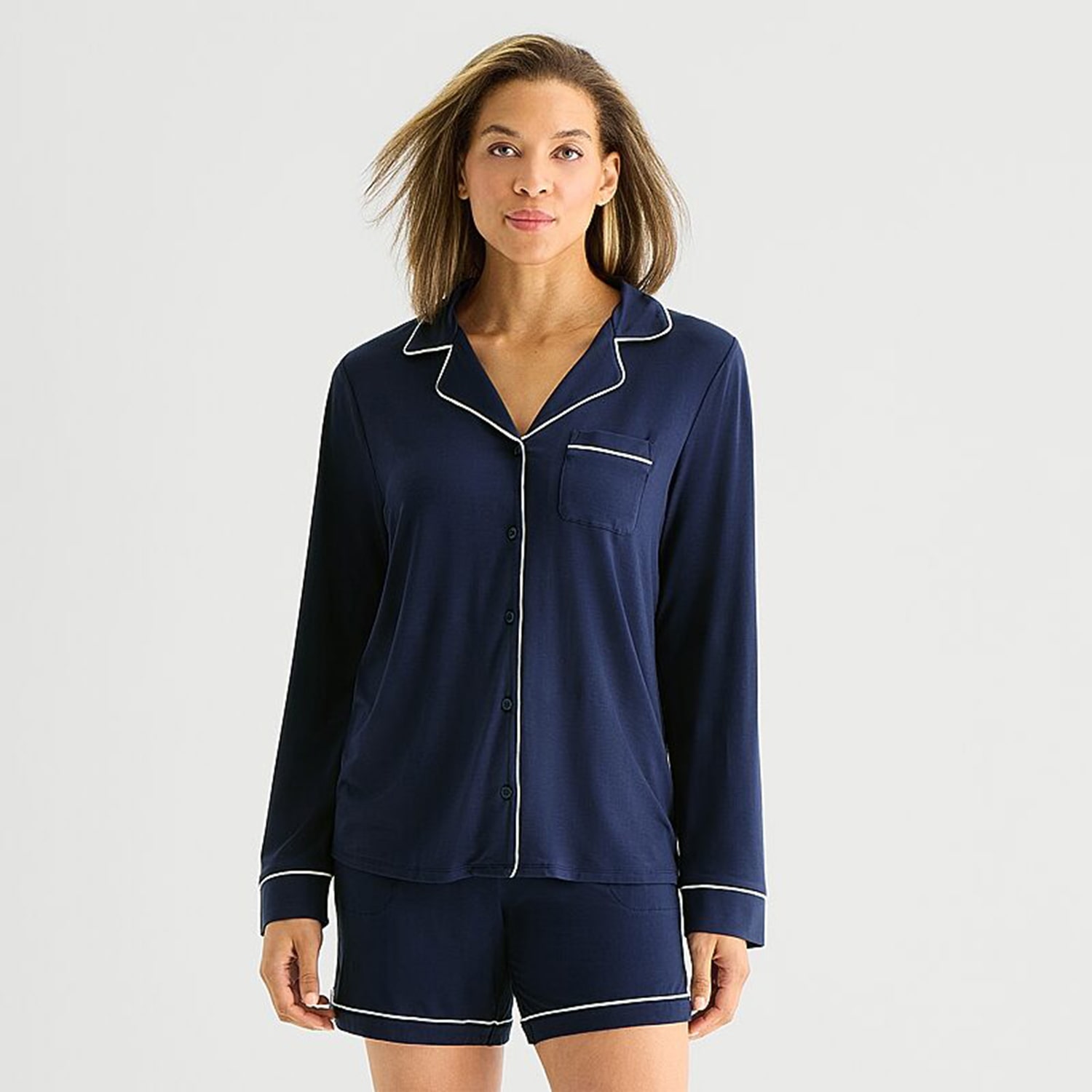 Liz Claiborne Cool and Calm Womens Long Sleeve Pajama Top