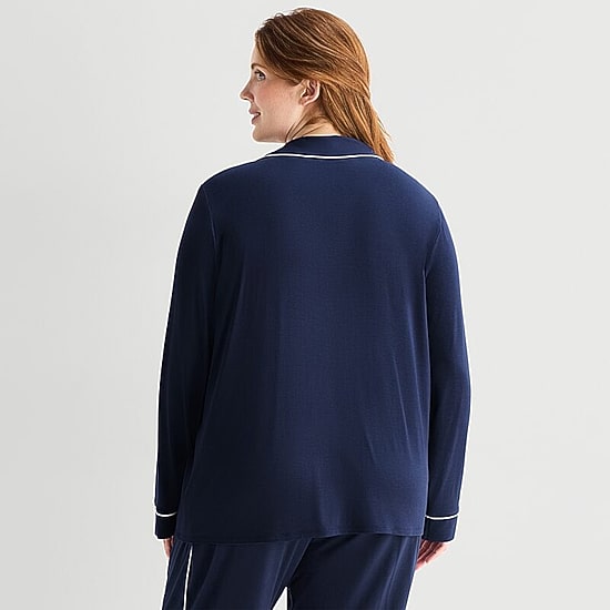 Liz Claiborne Cool and Calm Womens Long Sleeve Pajama Top