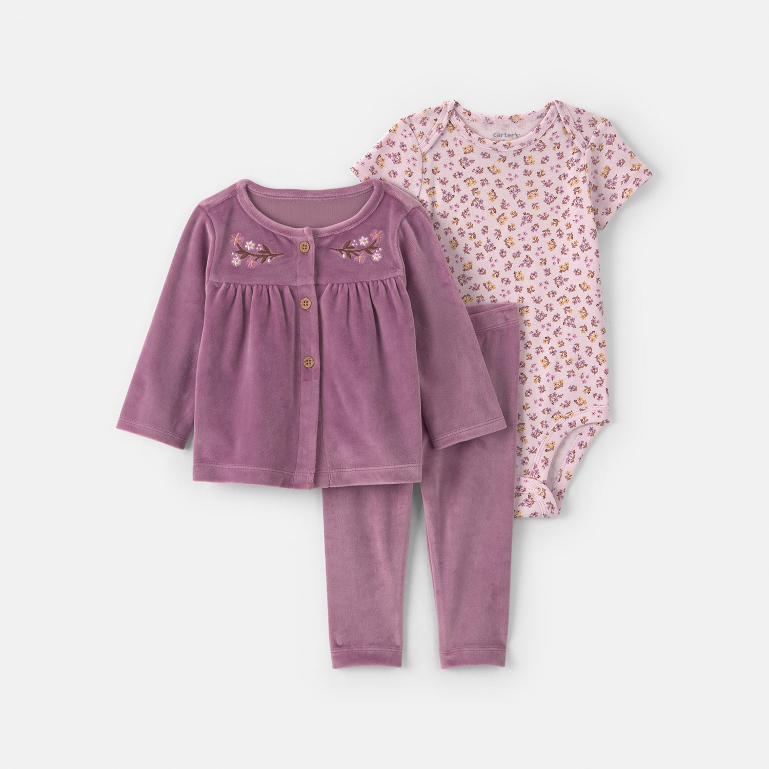 Carter's Baby Girls Velour 3-pc. Pant Set