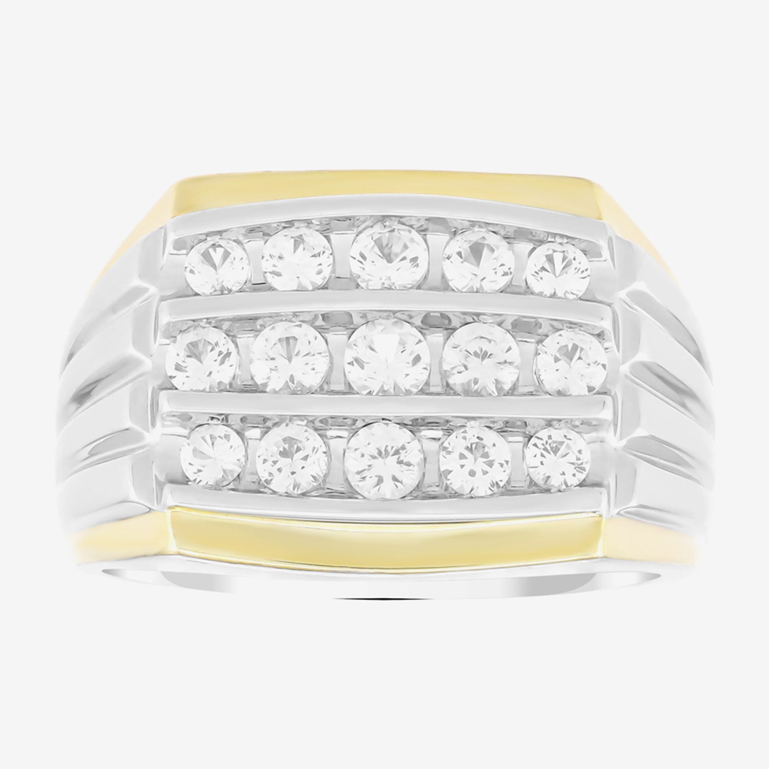 Mens Lab Created White Sapphire 14K Gold Over Silver Fashion Ring