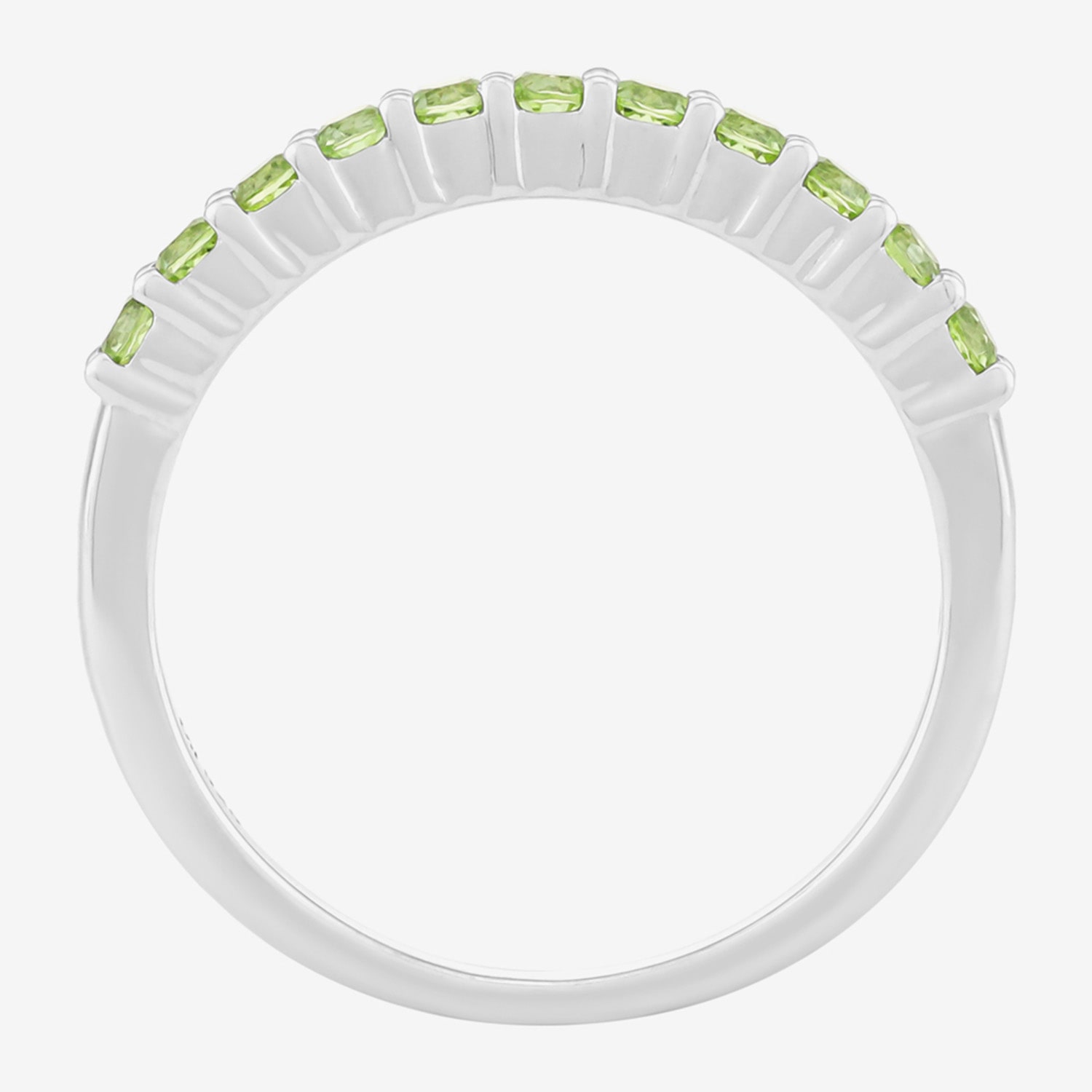 Limited Quantities! Womens 3MM Genuine Green Peridot Sterling Silver Band