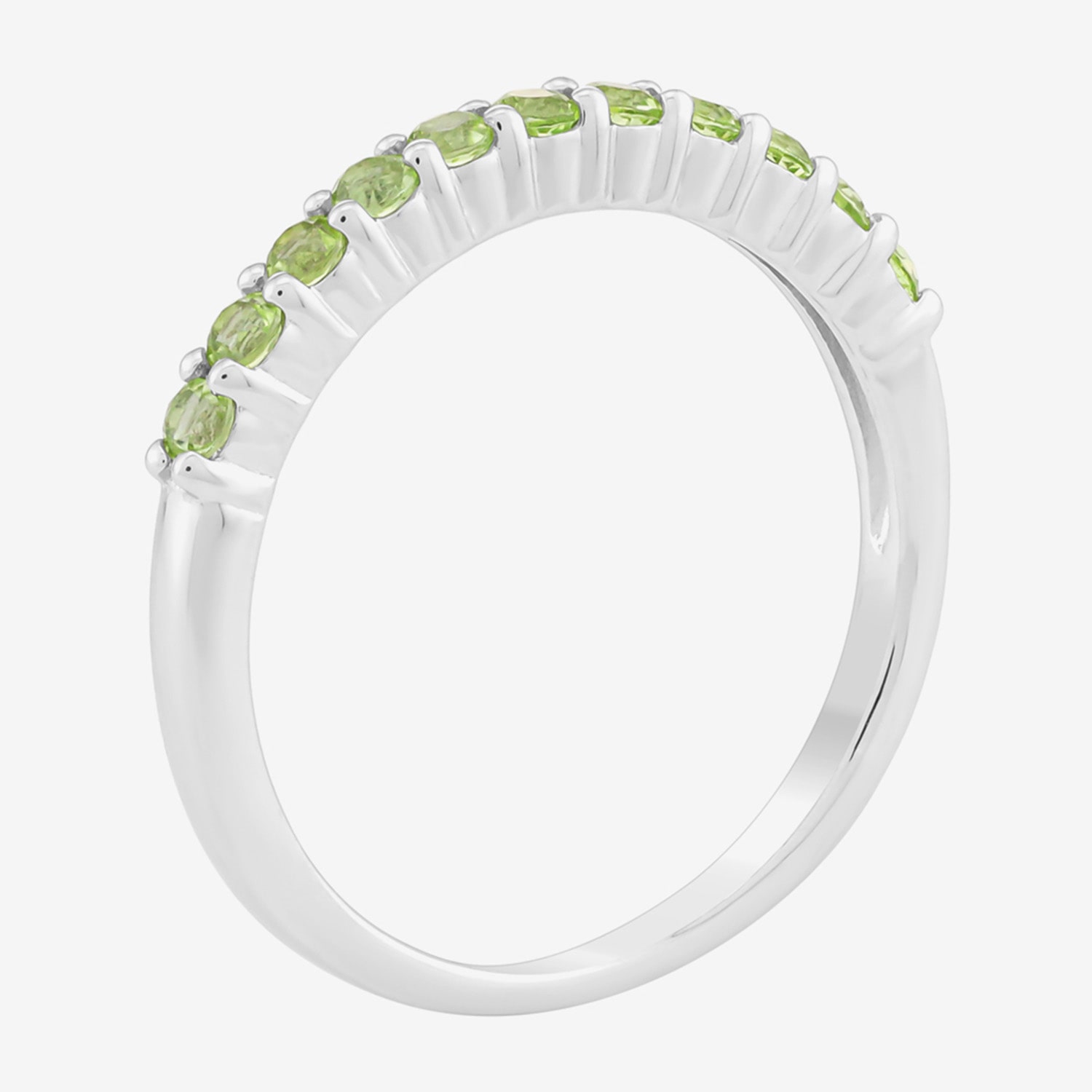 Limited Quantities! Womens 3MM Genuine Green Peridot Sterling Silver Band