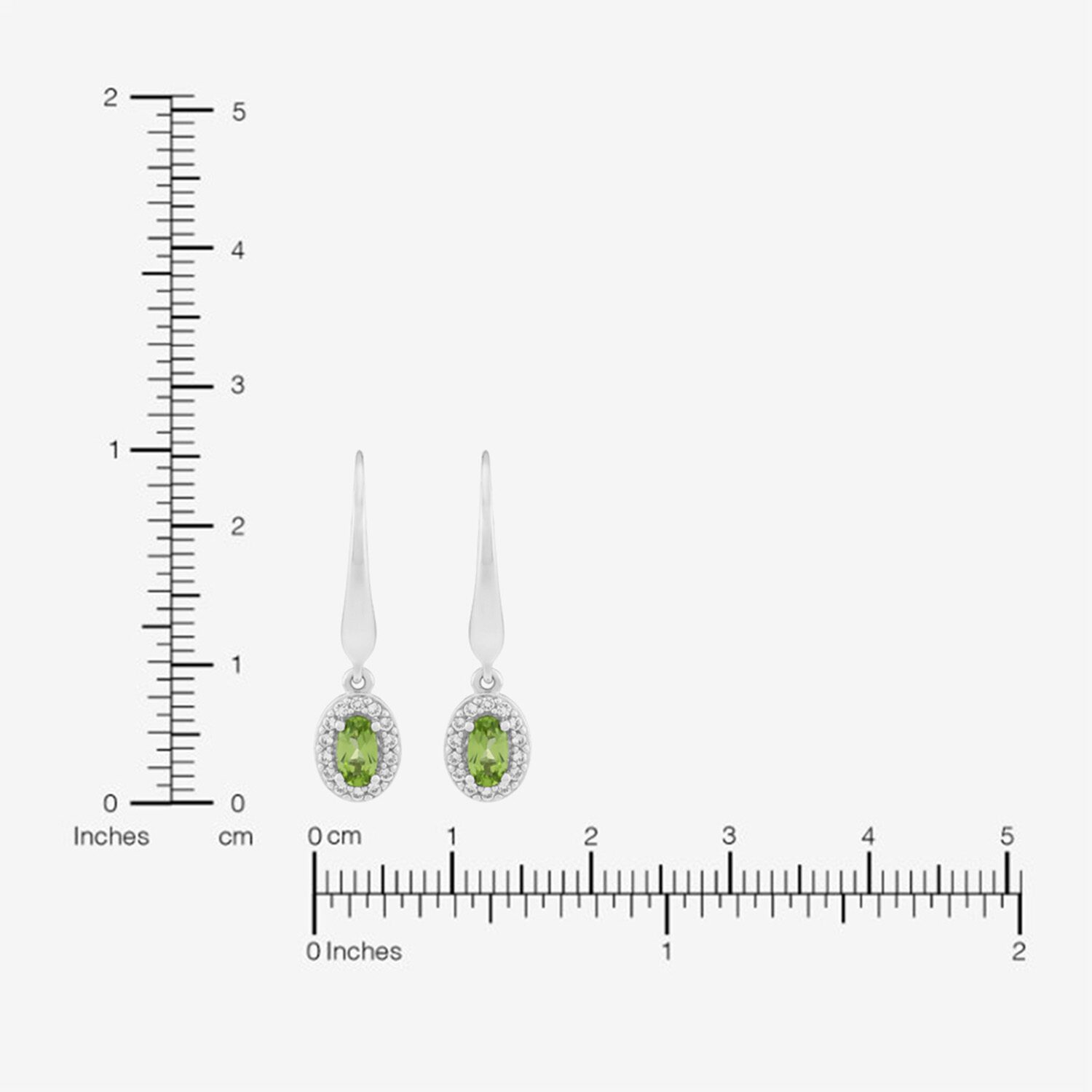 Womens Genuine Green Peridot Sterling Silver Oval Drop Earrings