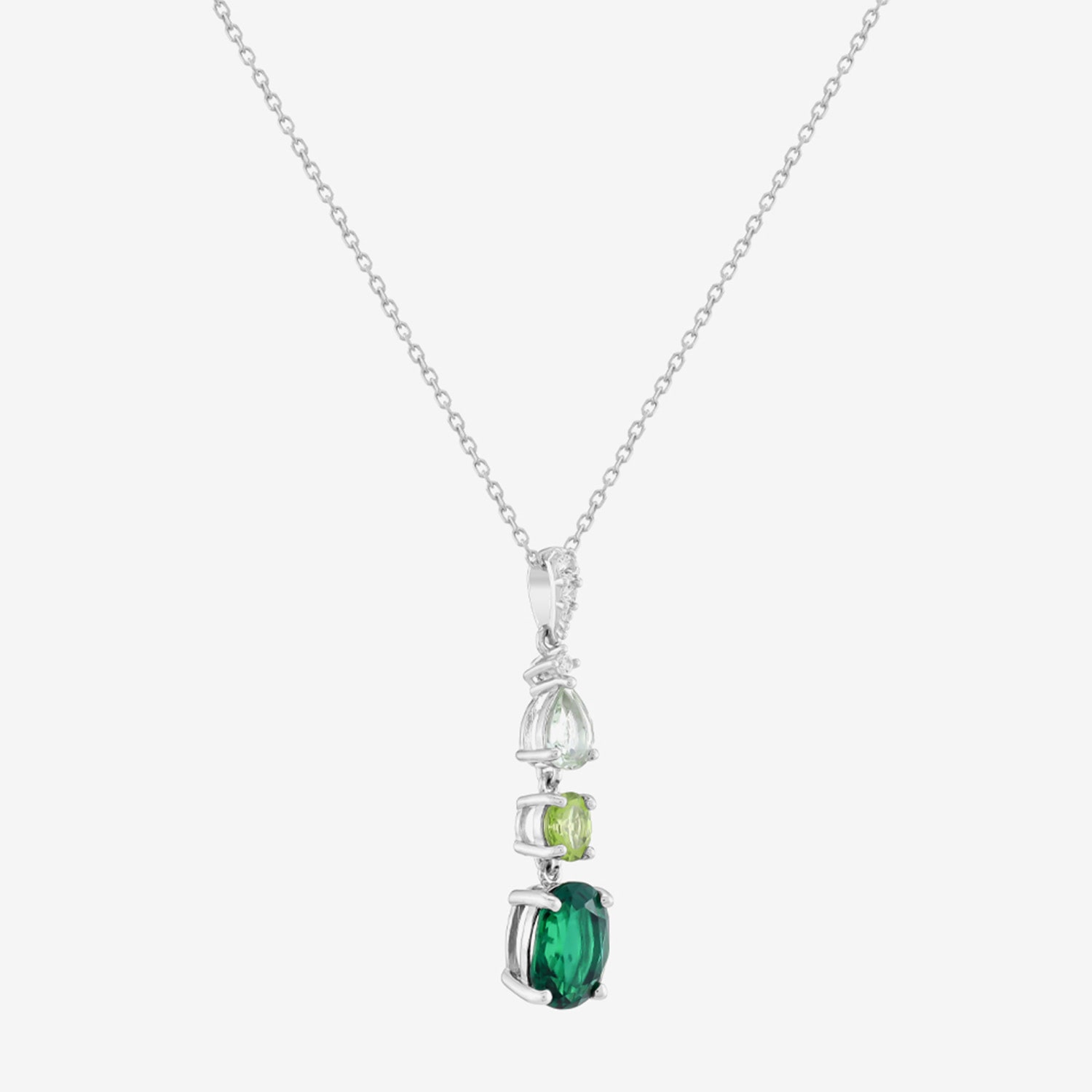 Limited Quantities! Womens Lab Created Green Emerald Sterling Silver 18 Inch Pendant Necklace