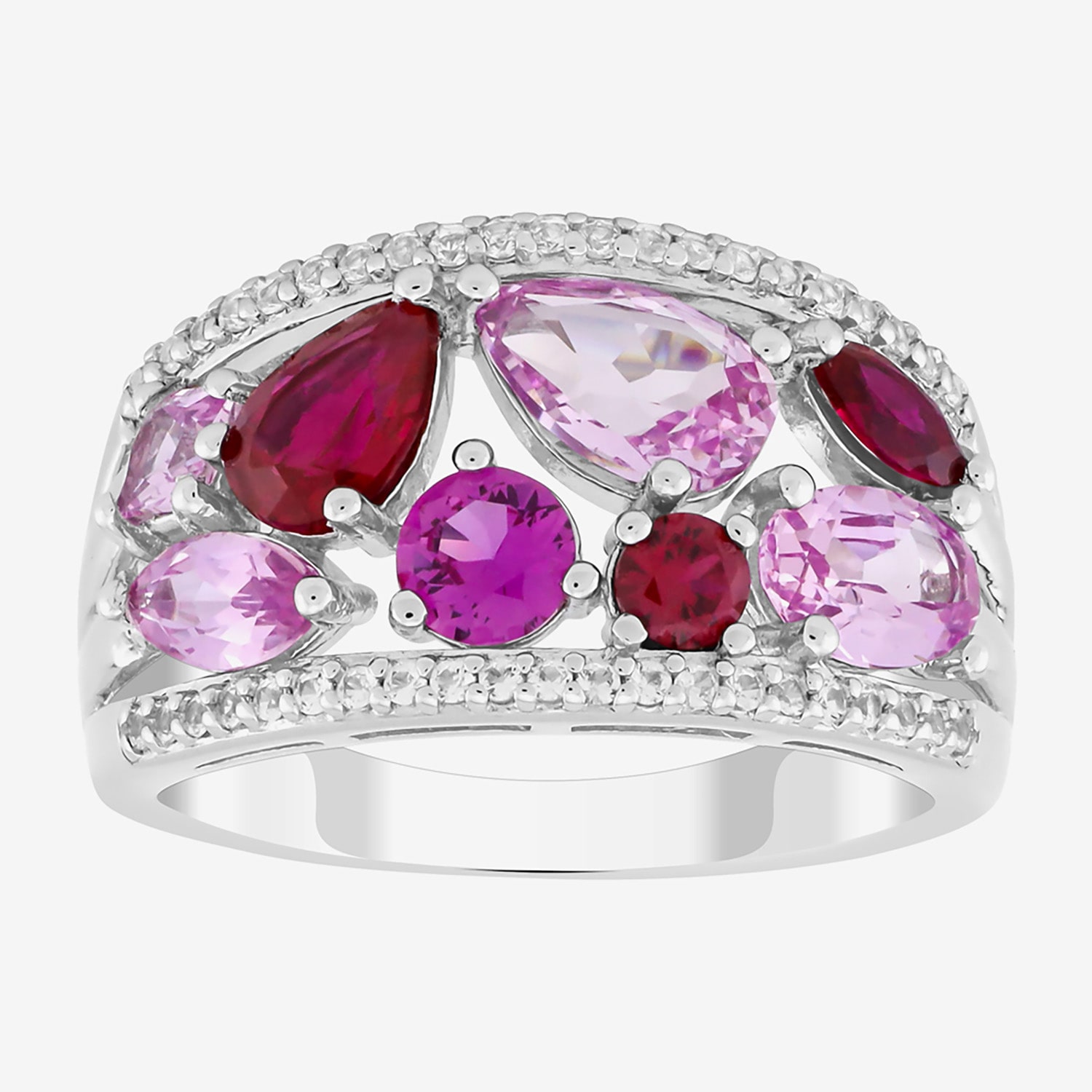Limited Quantities! Womens Lab Created Pink Sapphire Sterling Silver Cocktail Ring