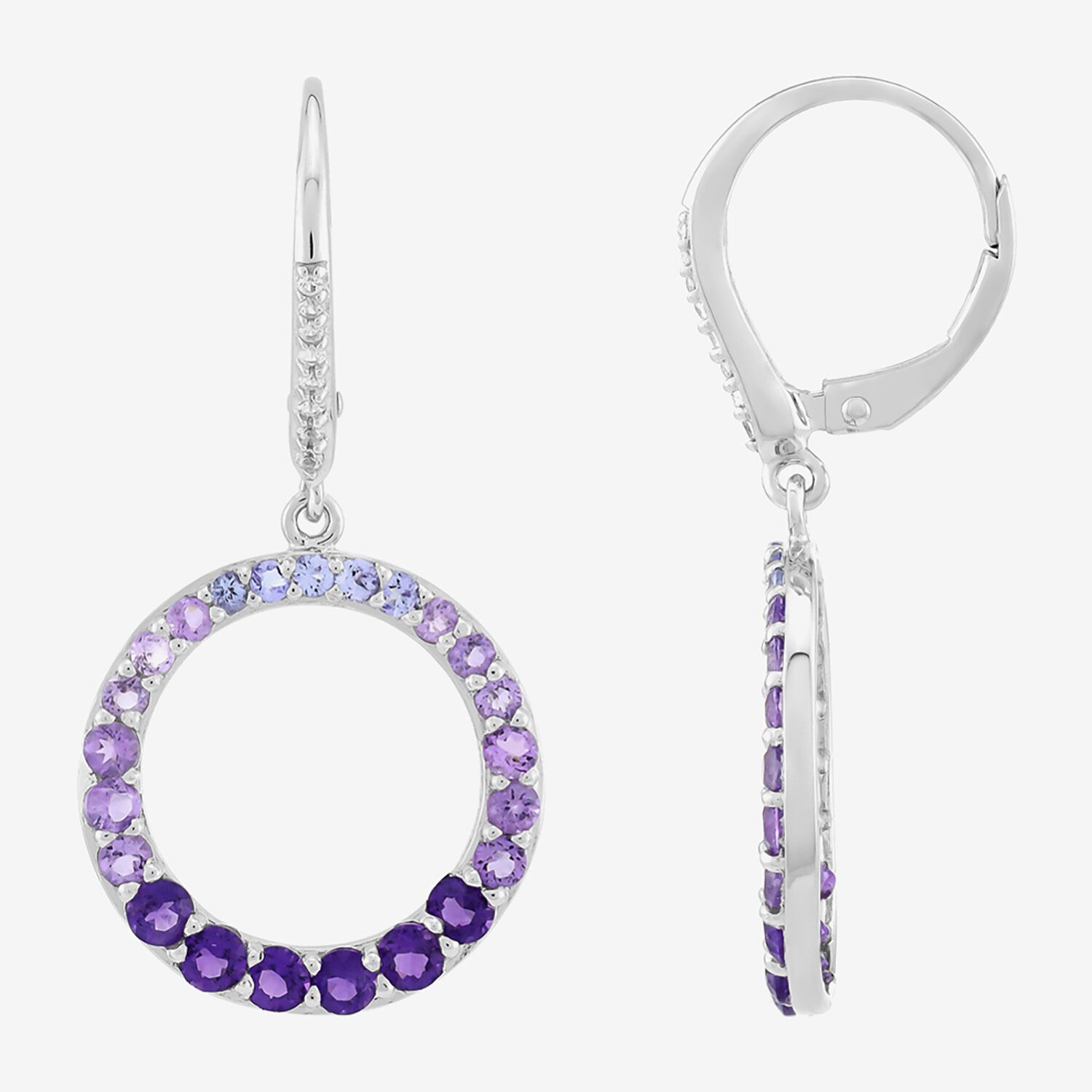 Limited Quantities! Womens Genuine Purple Amethyst Sterling Silver Drop Earrings