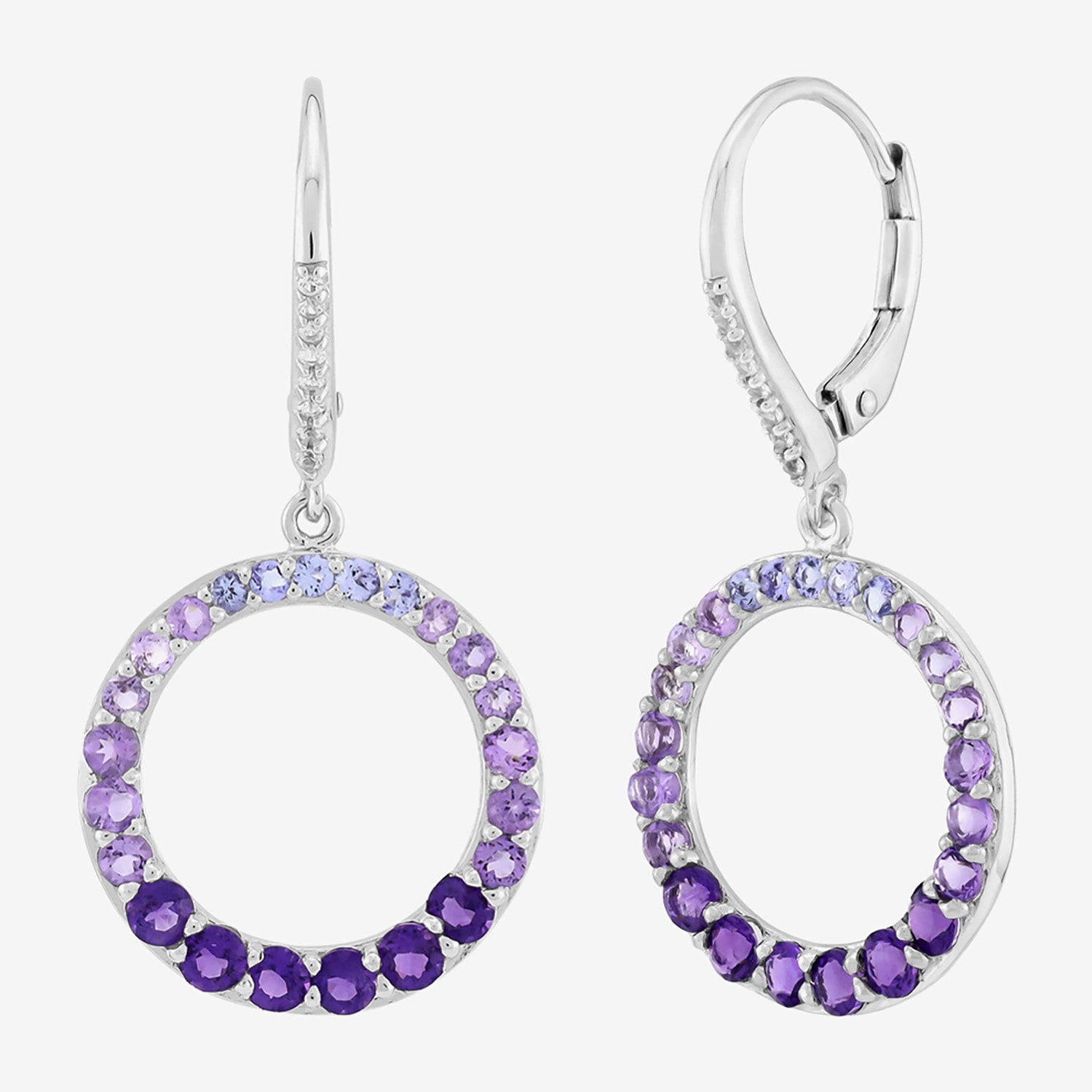 Limited Quantities! Womens Genuine Purple Amethyst Sterling Silver Drop Earrings