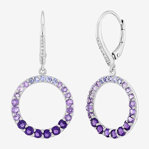 Limited Quantities! Womens Genuine Purple Amethyst Sterling Silver Drop Earrings, One Size