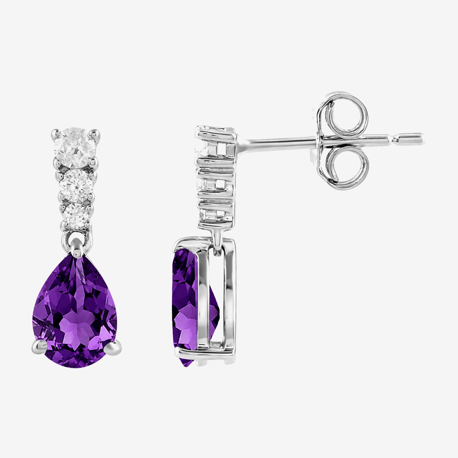(I/I2) Womens 1/5 CTTW Gemstone Sterling Silver Pear Drop Earrings