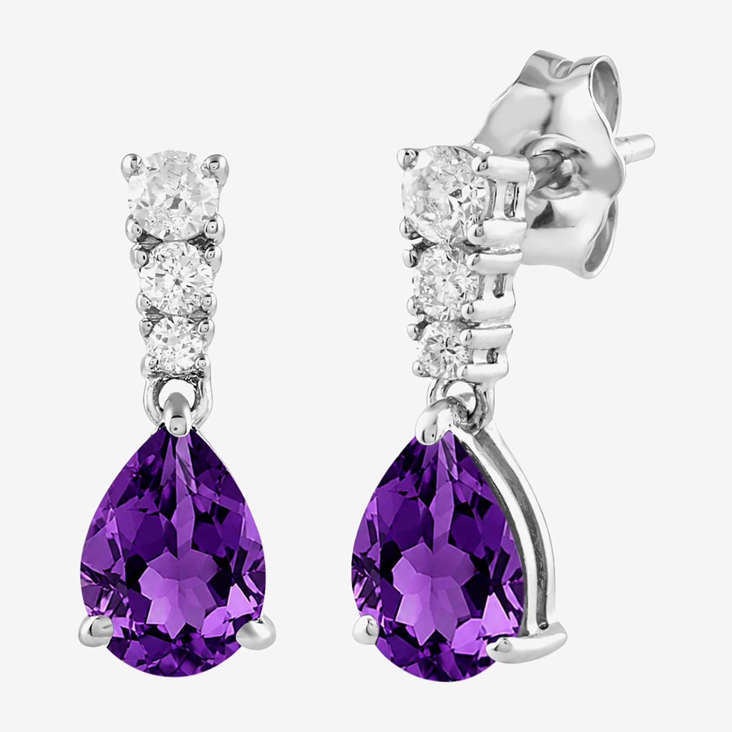 (I/I2) Womens 1/5 CTTW Gemstone Sterling Silver Pear Drop Earrings