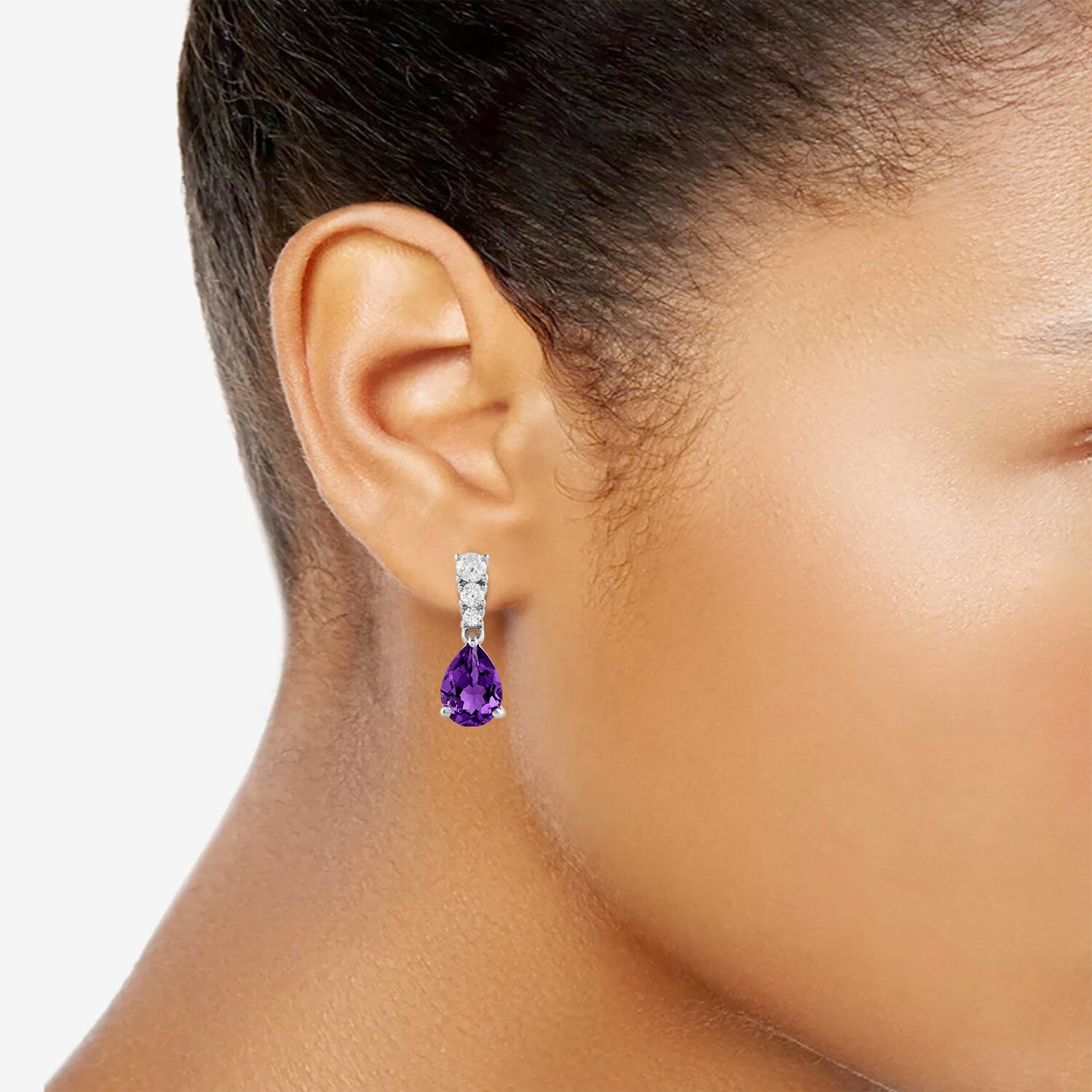 (I/I2) Womens 1/5 CTTW Gemstone Sterling Silver Pear Drop Earrings