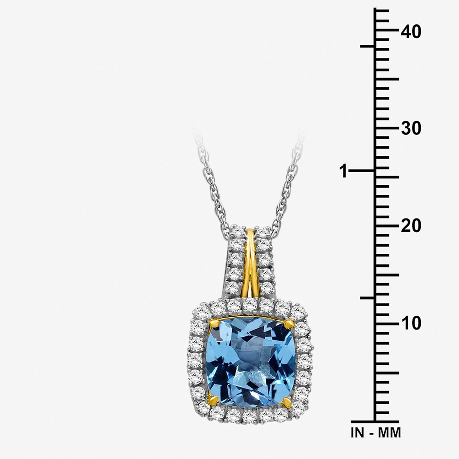 Womens Genuine Blue Topaz 10K Gold Square Pendant