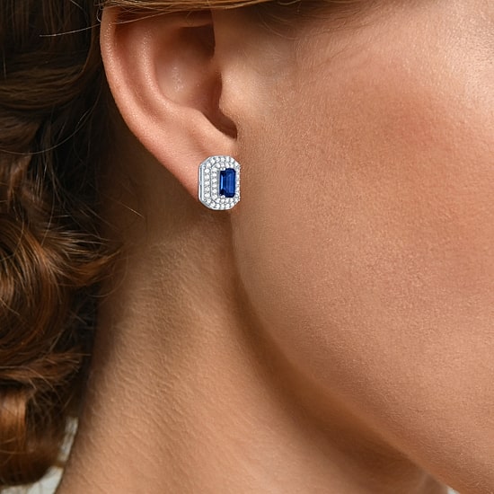 Yes, Please! Womens Lab Created Blue Sapphire Pure Silver Over Brass 2-pc. Jewelry Set