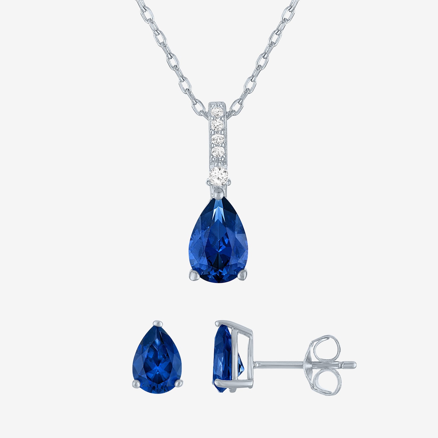 Yes, Please! Womens Lab Created Blue Sapphire Pure Silver Over Brass Pear 2-pc. Jewelry Set