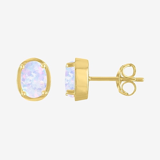 Yes, Please! Womens Lab Created White Opal 14K Gold Over Brass Oval 2-pc. Jewelry Set