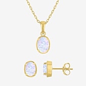 Yes, Please! Womens Lab Created White Opal 14K Gold Over Brass Oval 2-pc. Jewelry Set