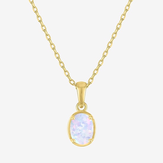Yes, Please! Womens Lab Created White Opal 14K Gold Over Brass Oval 2-pc. Jewelry Set