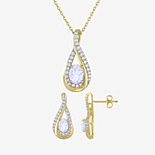 Womens Lab Created White Opal 14K Gold Over Brass 2-pc. Jewelry Set