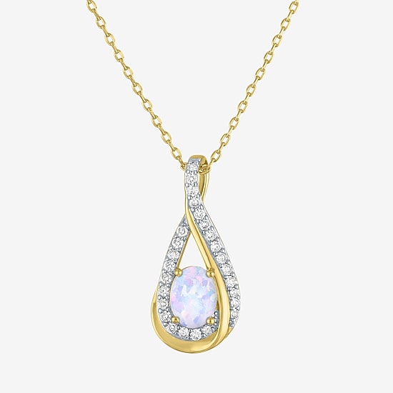 Womens Lab Created White Opal 14K Gold Over Brass 2-pc. Jewelry Set