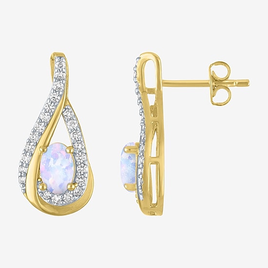 Womens Lab Created White Opal 14K Gold Over Brass 2-pc. Jewelry Set