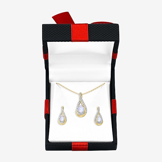 Womens Lab Created White Opal 14K Gold Over Brass 2-pc. Jewelry Set