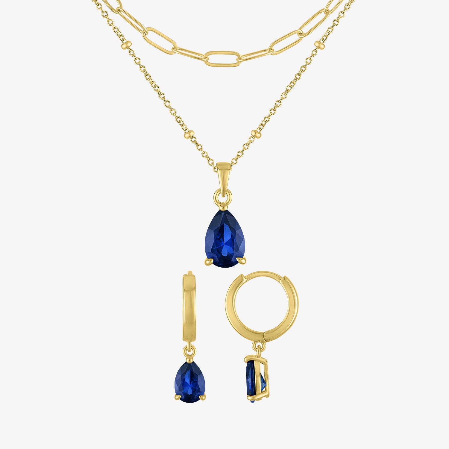 Yes, Please! Womens Lab Created Blue Sapphire 14K Gold Over Brass Pear 3-pc. Jewelry Set