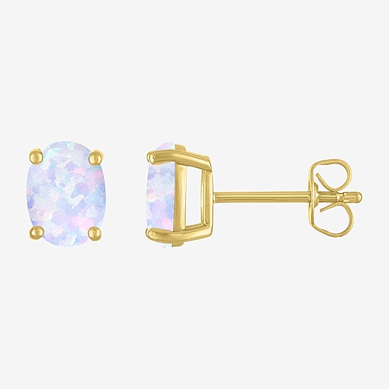 Yes, Please! Womens Lab Created White Opal 14K Gold Over Brass Oval 3-pc. Jewelry Set