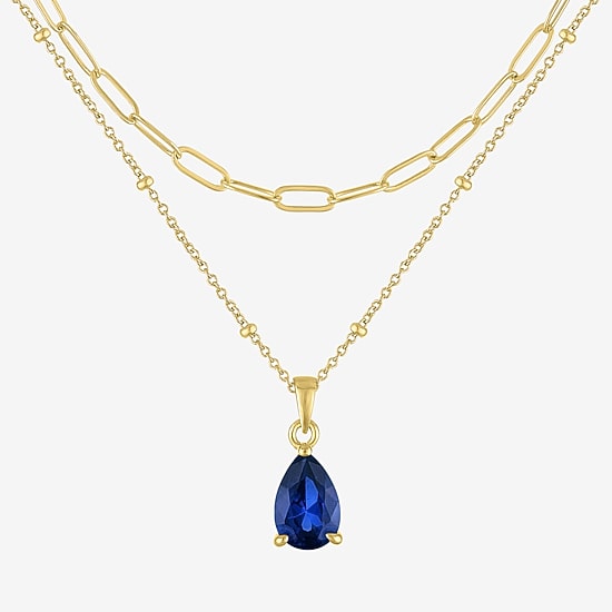 Yes, Please! Womens Lab Created Blue Sapphire 14K Gold Over Brass Pear 3-pc. Jewelry Set