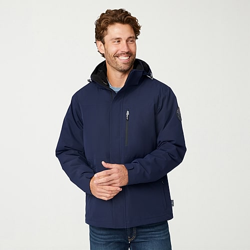 Free Country Mens Hooded Interior Pockets Lined Heavyweight System Jacket, Medium, Blue