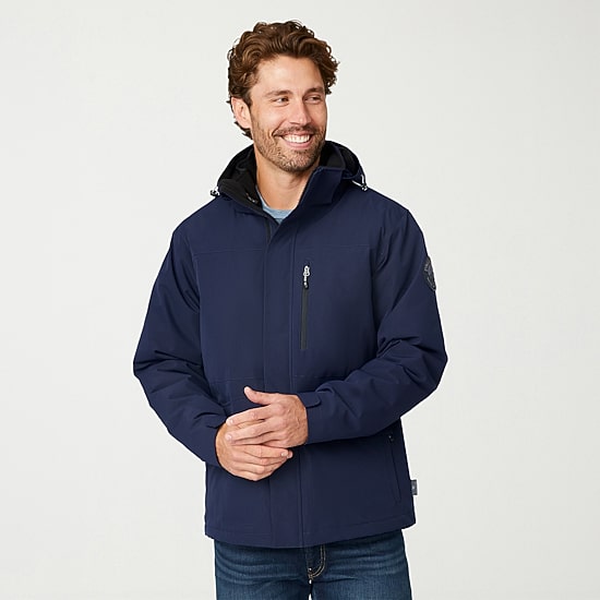 Free Country Mens Hooded Interior Pockets Lined Heavyweight System Jacket
