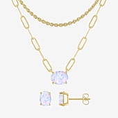 Yes, Please! Womens Lab Created White Opal 14K Gold Over Brass Oval 3-pc. Jewelry Set