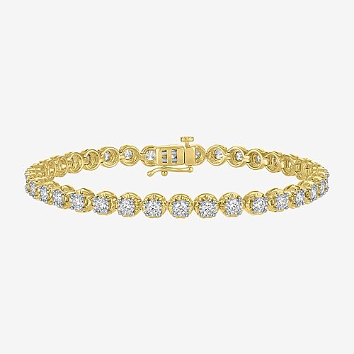 Fine Jewelry (g-h / Si1-si2) Womens 2 Ct. T.w. Lab Created White Diamond Sterling Silver 7 Inch Tennis Bracelet In Yellow