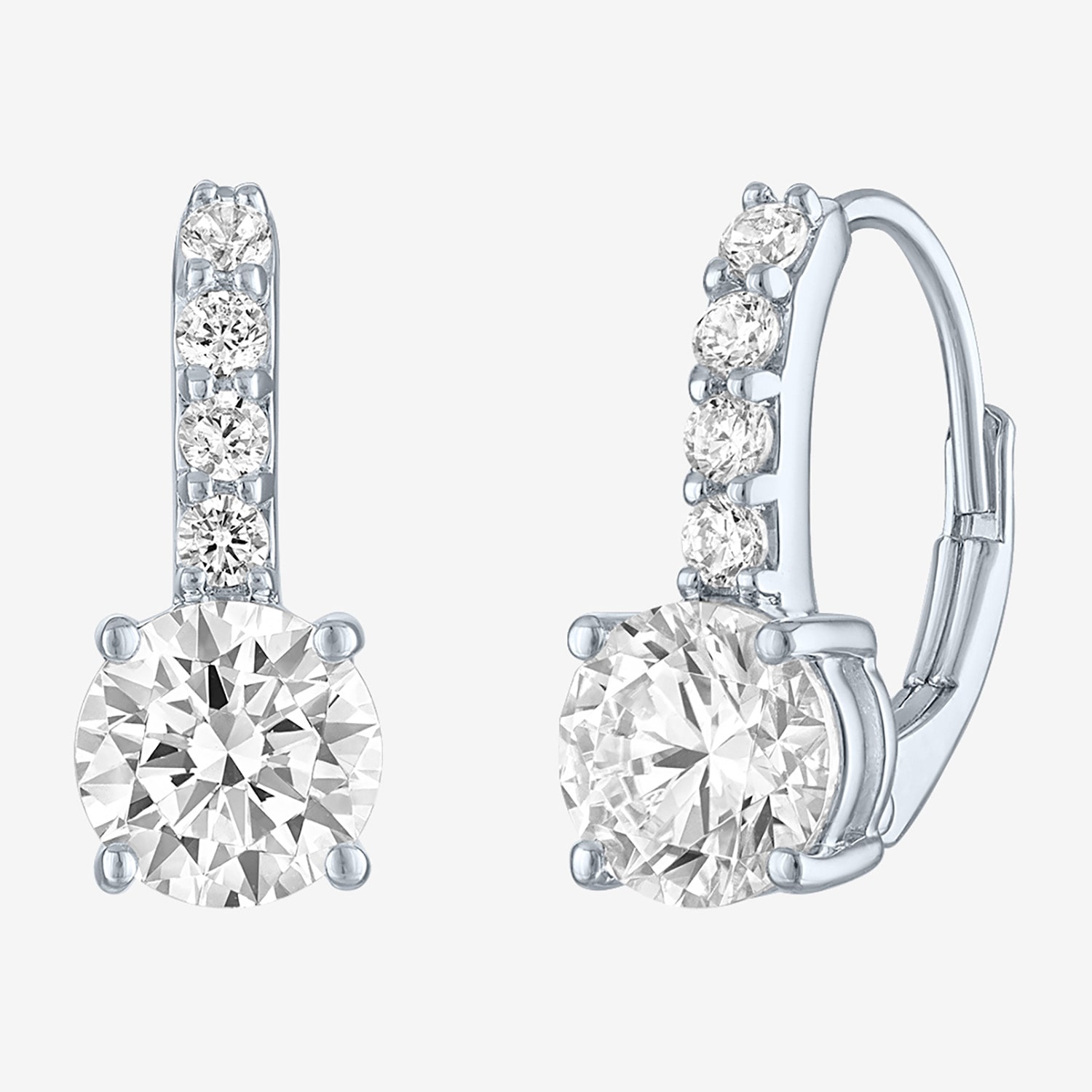 (G-H / Si2-I1) Womens 2 CT. T.W. Lab Grown White Diamond Sterling Silver 14mm Hoop Earrings