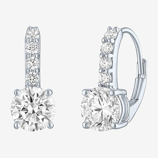 (G-H / Si2-I1) Womens 2 CT. T.W. Lab Grown White Diamond Sterling Silver 14mm Hoop Earrings