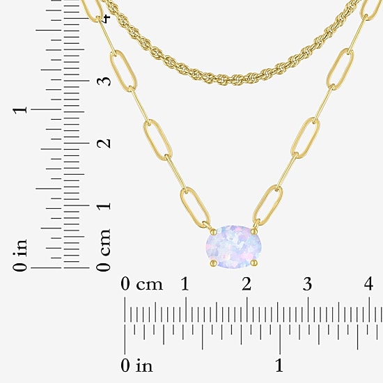 Yes, Please! Womens Lab Created White Opal 14K Gold Over Brass Oval 3-pc. Jewelry Set