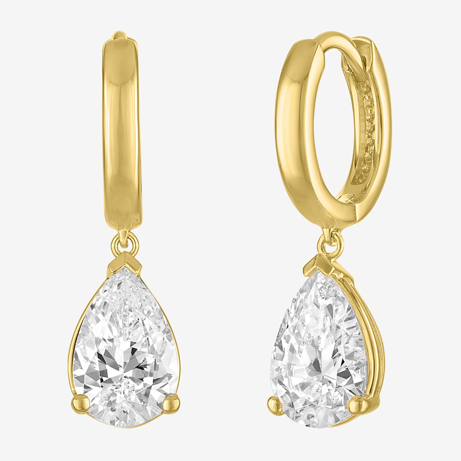 (G-H / Si2-I1) Womens 1 1/2 CT. T.W. Lab Grown White Diamond Sterling Silver 17.2mm Pear Hoop Earrings