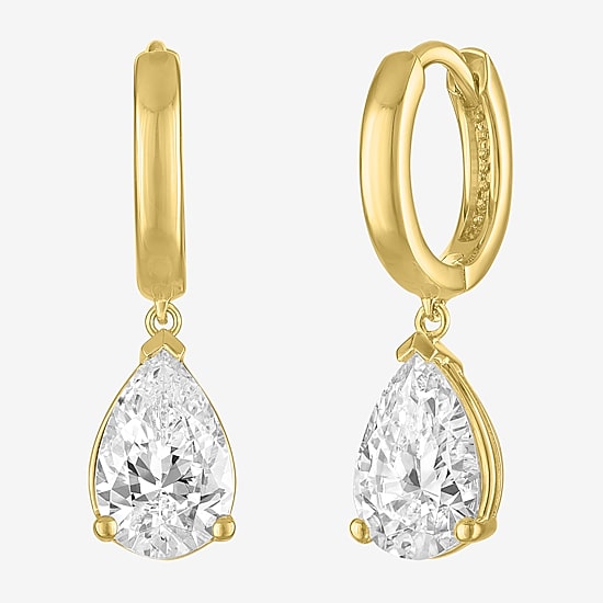 (G-H / Si2-I1) Womens 1 1/2 CT. T.W. Lab Grown White Diamond Sterling Silver 17.2mm Pear Hoop Earrings