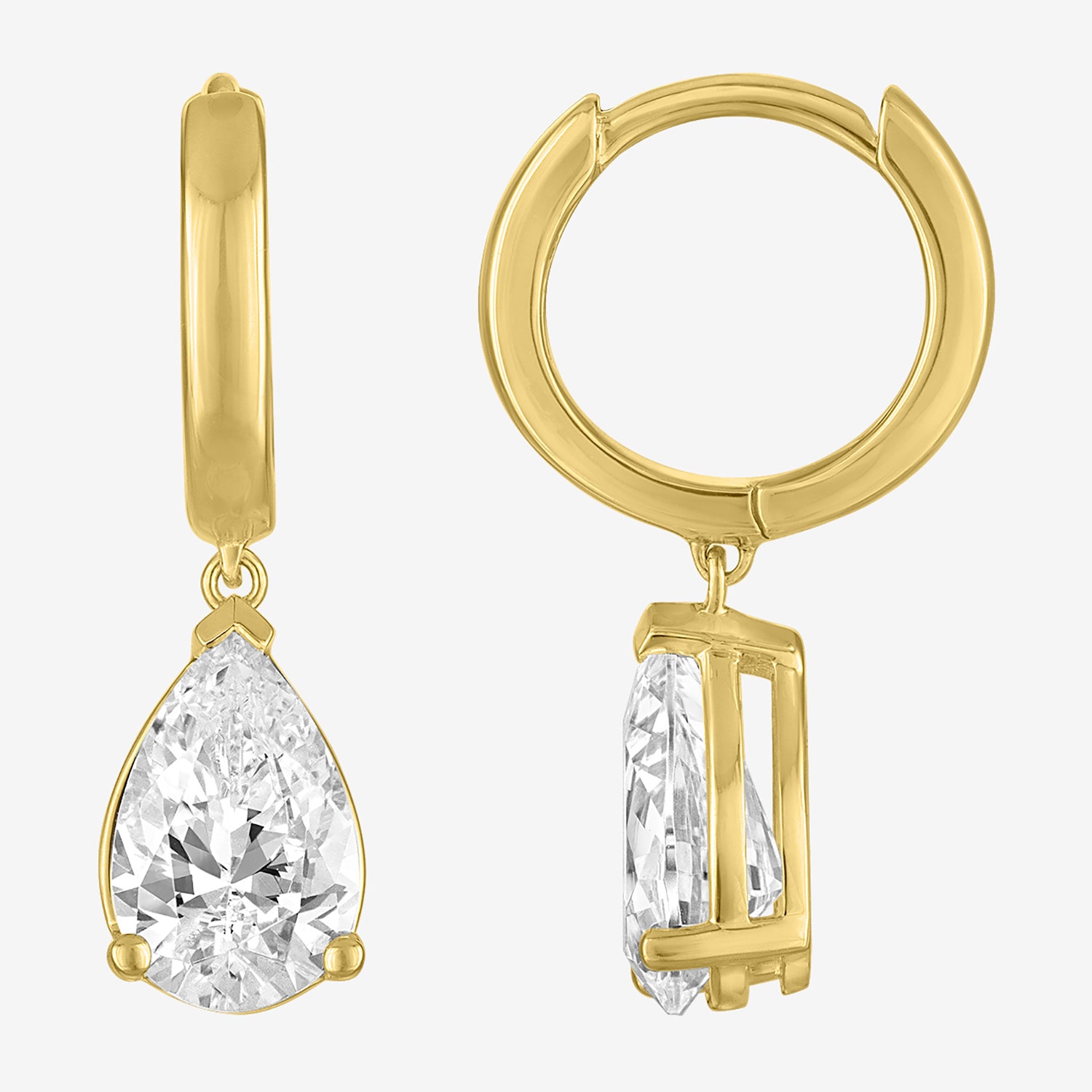 (G-H / Si2-I1) Womens 1 1/2 CT. T.W. Lab Grown White Diamond Sterling Silver 17.2mm Pear Hoop Earrings