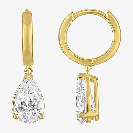 (G-H / Si2-I1) Womens 1 1/2 CT. T.W. Lab Grown White Diamond Sterling Silver 17.2mm Pear Hoop Earrings