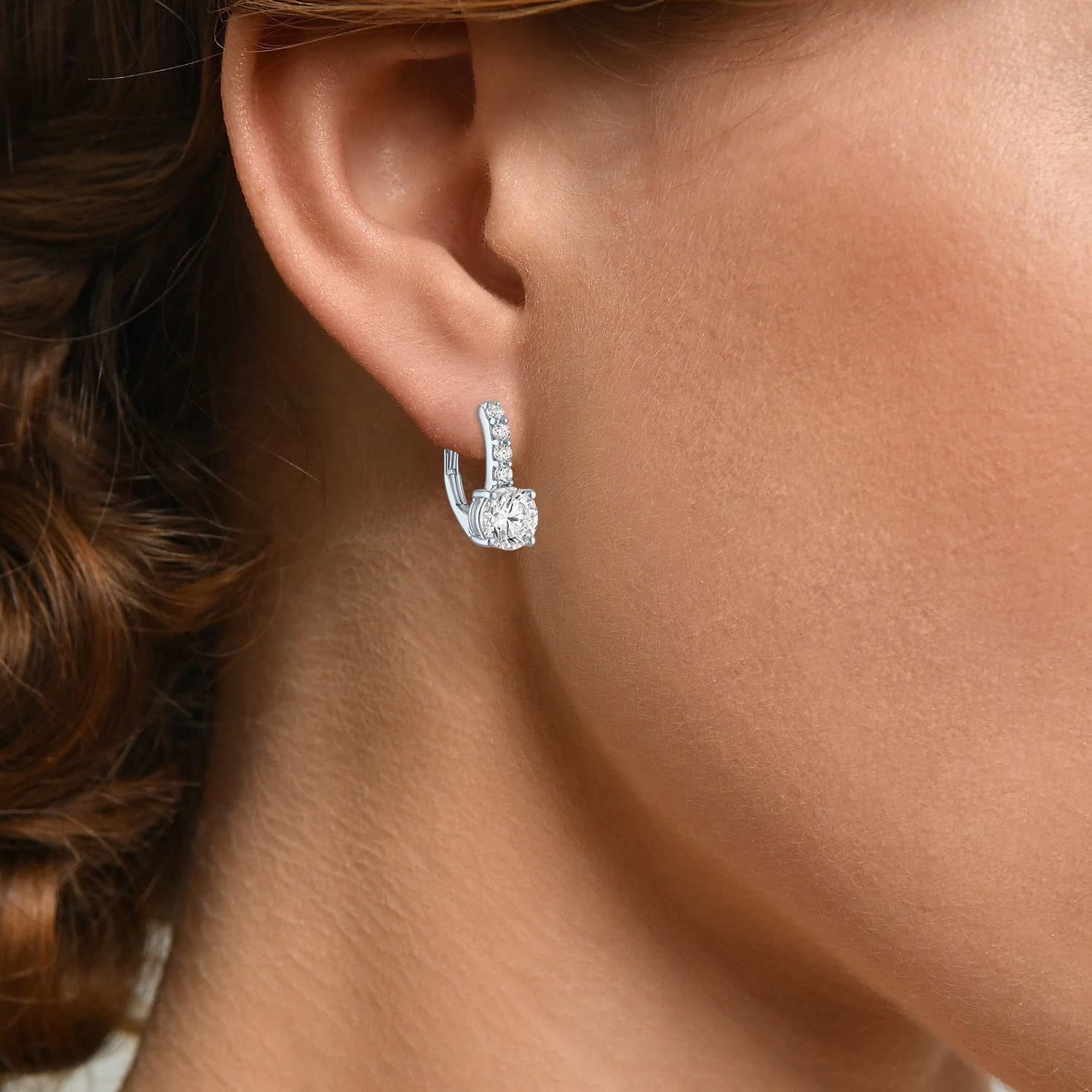 (G-H / Si2-I1) Womens 2 CT. T.W. Lab Grown White Diamond Sterling Silver 14mm Hoop Earrings